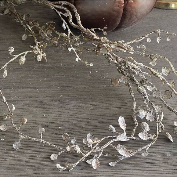NWT New Winward Home Gold Shimmer Holiday Eucalyptus Winter Leaf Vine Garland - Picture 9 of 14